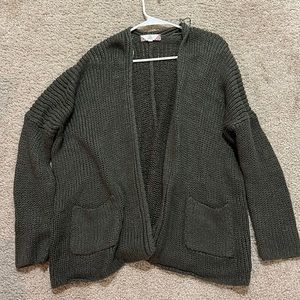 Oversized knit cardigan olive color